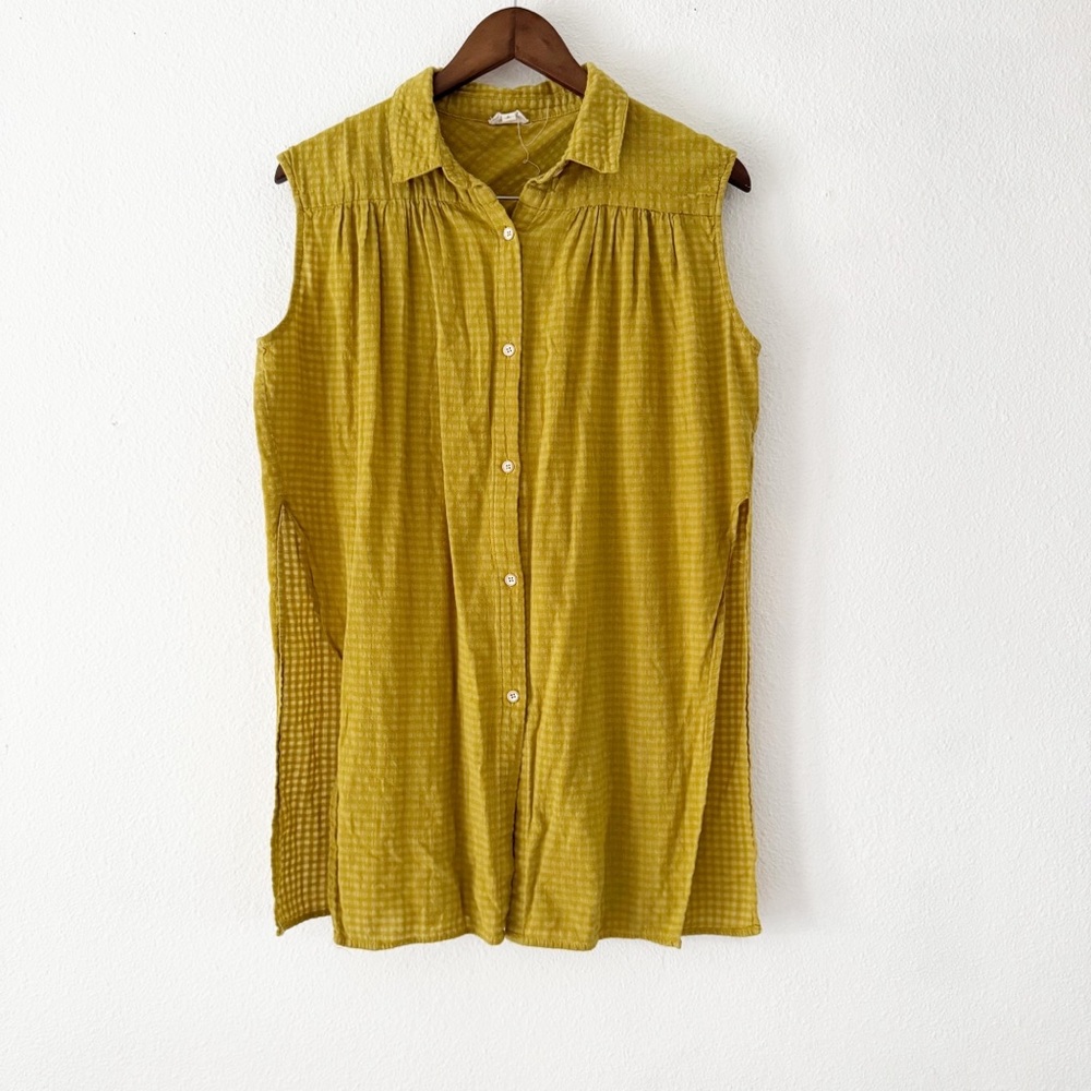 Anthropologie Checkered Tunic Hem Thread Medium Cottagecore Coastal Cowgirl Boho - Picture 2 of 14